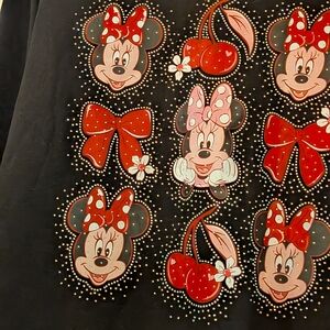 Disney Women's Long Sleeve Tee - Black with Red Minnie Mouse Design